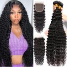 Pacotes de cabelo + fecho Cenglou Deep Wave 20 cm 22 cm 24 cm Pacotes de cabelo + fecho Cenglou Deep Wave 20 cm 22 cm 24 cm