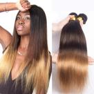 Pacotes de cabelo HeiOwuio 1B/4/27 Straight Brazilian Remy x3 45-55cm