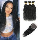 Pacotes de cabelo hensucess Water Wave Human Hair 3 pacotes e fecho