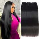 Pacotes de cabelo humano Beauty Queen 16A, lisos (16 x 16 polegadas), tecido brasileiro 100% não processado, 3 feixes grossos, lisos, cabelo humano Virgin Remy, extensões de cabelo de cor natural