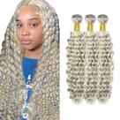 Pacotes de cabelo HuxoWax Silver Highlight Deep Wave 30-40cm