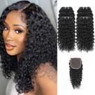Pacotes de cabelo JTDebade Kinky Curly 30 cm Cabelo humano x4 + fecho