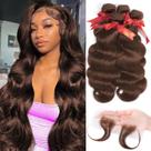 Pacotes de cabelo LUXEDIVA Brown Body Wave 12A Indian 40-50 cm 4 unidades