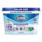 Pacotes de detergente para lava-louças Clorox Ultra+ 60 unidades para combater manchas