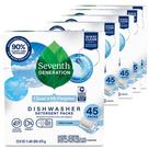 Pacotes de detergente para lava-louças de sétima geração x5 45 abas Pacotes de detergente para lava-louças de sétima geração x5 45 abas