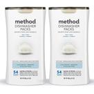 Pacotes de detergente para lava-louças Method Fragrance Free 54 comprimidos x2