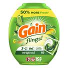 Pacotes de detergente para roupa Gain Flings 3 em 1 Oxi Boost 102 pacotes