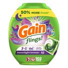Pacotes de detergente para roupa Gain Flings Moonlight Breeze 102 unidades