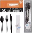 Pacotes de talheres HOUZZKINGZ USA Black & Silver, pacote com 50