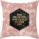 Padrão geométrico rosa algodão poliéster home office fronha travesseiro pele pêssego