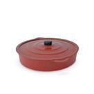 Paejeira Paellera Fundida Alumínio Batido Grosso Com Tampa 30cm - Vermelho