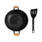Paella Alumínio Antiaderente Alça Madeira Meia Lua 34cm