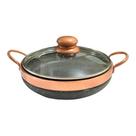 Paella Frigideira De Pedra Sabão 20 Cm Com Tampa De Vidro Pegador Exclusivo