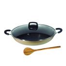 Paella Frigideira N30 Tacho Antiaderente Tampa Vidro Bege
