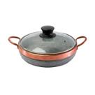 Paella Pedra Sabão Alça de Cobre com Tampa de Vidro P 20x5cm