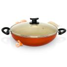Paellera Frigideira Wok Antiaderente Premium Tampa de Vidro