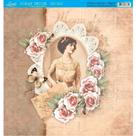 Página para Scrapbook Dupla Face Litoarte 30,5 x 30,5 cm - Modelo SD-598 Vintage Woman Renda Flores