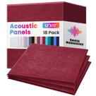 Painéis acústicos Sonic Acoustics, pacote de 18, 30x30x1cm, vinho tinto