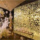 Painéis de parede Kate Square Light Gold Sequin, pacote com 12