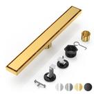 Painel 2 em 1 de dreno de chuveiro linear DLONE de 61 cm em ouro inoxidável