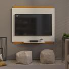Painel 32 Polegadas Com Prateleira Asteca - Off White E Cedro
