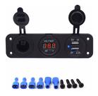 Painel 3x1 Tomada 12v Usb Duplo Turbo Voltímetro Isqueiro Barco Jeep Lancha Carro Moto