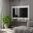 Painel 43 Polegadas Suspenso Com Nichos Bonsai - Branco