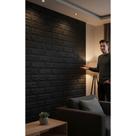 Painel Adesivo 3D Tijolo Preto 10 Pçs 70x77cm Decoração Mode