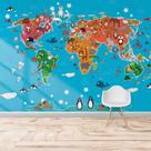 Painel Adesivo Papel de Parede Mapa Mundi N015299 3,00X2,90M