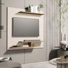 Painel Até 32 Polegadas Com Prateleiras Osiris Plus Off white / Nature - Comprar Moveis para sua Casa