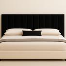 Painel Cabeceira Cama Casal Kit Modulo Veludo Kit 7 Modulos Preto