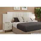 Painel Cama Box Madeirado Casal/Quenn Genova c/ 2 Mesas e 4 Gavetas Off White - Panan