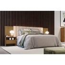 Painel Cama Box Madeirado Freijo Cumaru Casal Everest Plus 2 Mesas c/ 2 Gavetas Freijo Cumaru - Novo Horizonte
