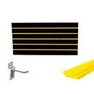 Painel Canaletado Preto em Mdf 0,61 x 1,22m com Perfil Pvc Amarelo e 30 Ganchos de 5cm Zincado