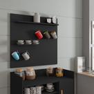 Painel Cantinho do Café c/ Prateleiras e Suporte para Xícaras e Canecas Preto