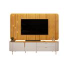 Painel com Bancada 241cm Avatar com Detalhes Dourados e LED para TV Até 75 Mel/Off White G18 - Gran Belo