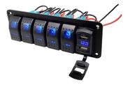 Painel Comutação 5 Botoes Interruptore 12v Display 2xusb Led
