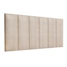 Painel de Cabeceira Estofada Para Cama Casal Box Queen 1,58 Tecido Sued Aveludado Bege Areia