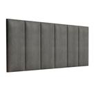 Painel de Cabeceira Estofada Para Cama Casal Box Queen 1,58 Tecido Sued Aveludado Cinza