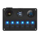 Painel de Comutação DaierTek 6 Gangs - À Prova D'Água 12V com USB e Voltímetro