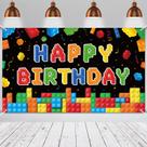 Painel de Festa de Aniversário Building Block - 185x110cm