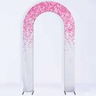 Painel de Festa em Arco com Forro Brilho Rosa/ Branco - Fera Print