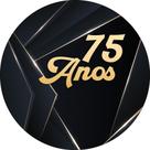 Painel De Festa Redondo 1,50x1,50 - 75 Anos Masculino Preto e Dourado 335