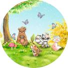 Painel De Festa Redondo 1,50x1,50 - Animais no bosque Delicado 009