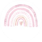 Painel De Festa Redondo 1,50x1,50 - Arco-íris Boho Rosa Aquarela 004