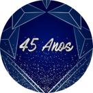 Painel De Festa Redondo 1,50x1,50 - Azul Geometrico Prateado 45 Anos 069