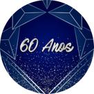 Painel De Festa Redondo 1,50x1,50 - Azul Geométrico Prateado 60 Anos 072 Painel De Festa Redondo 1,50x1,50 - Azul Geométrico Prateado 60 Anos 072