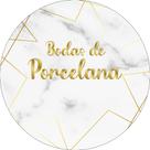 Painel De Festa Redondo 1,50x1,50 - Bodas de Porcelana Efeito Mármore 007