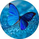 Painel De Festa Redondo 1,50x1,50 - Borboleta Efeito Glitter Azul 010 Painel De Festa Redondo 1,50x1,50 - Borboleta Efeito Glitter Azul 010