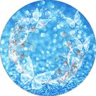 Painel De Festa Redondo 1,50x1,50 - Borboleta Efeito Glitter Azul 033